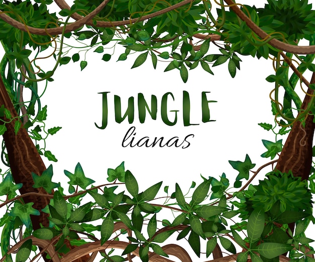 Tropical twining lianas realistic frame with hedera ivy climbing vine exotic plants leaves decorative