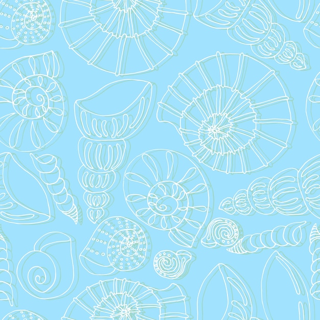 Tropical underwater world seashells on the sea vector seamless pattern beach vacation