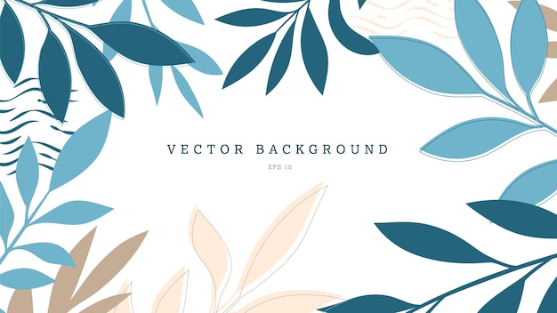 Vector tropical vector background for banner poster with bright modern design colored exotic leaves twigs