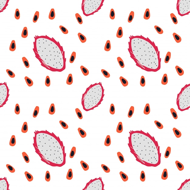 Tropical vector dragon fruit pattern