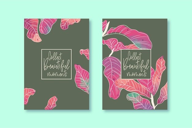 Vector tropical watercolor floral planner cover design