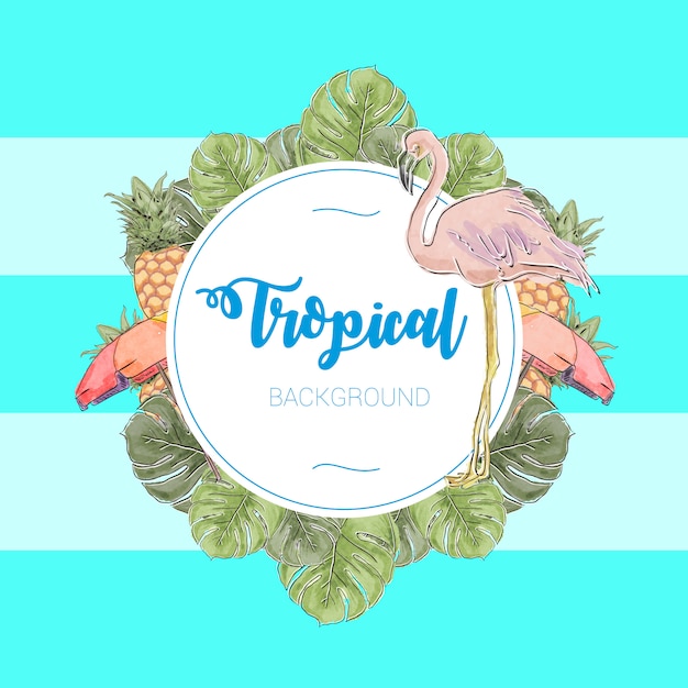 Tropical watercolor and handmade vector illustration