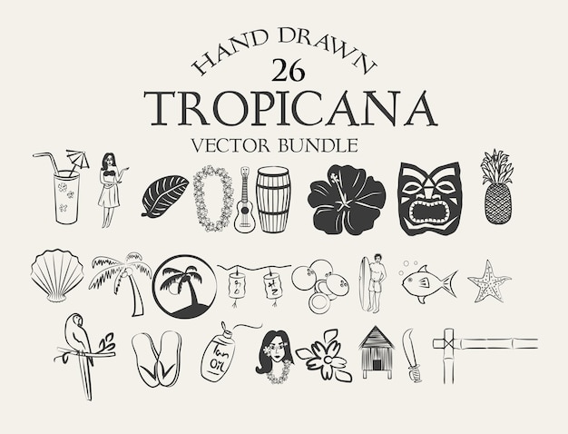 Векторный набор Tropicana 26 шаблонов дизайна