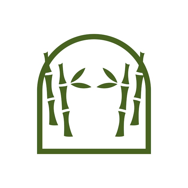 Tropisch bamboe bos logo boomstam en blad ontwerp vector illustratie symbool