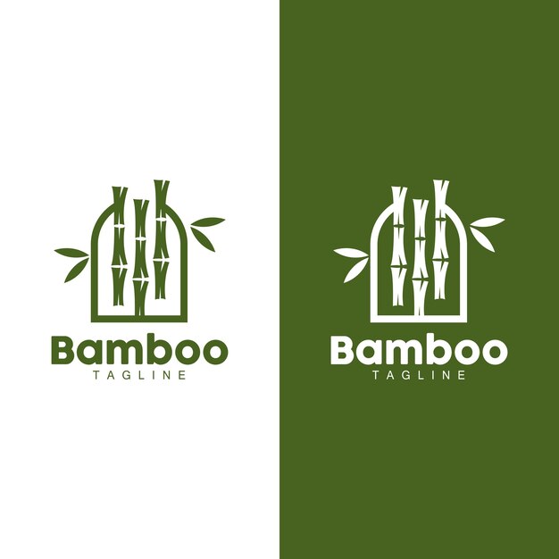 Vector tropisch bamboe bos logo boomstam en blad ontwerp vector illustratie symbool
