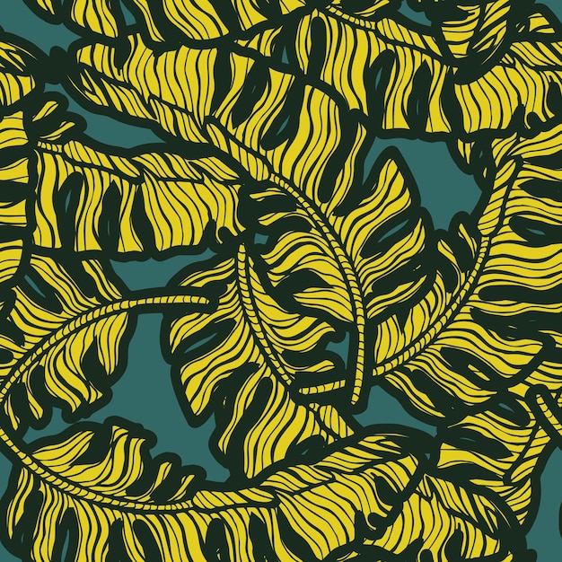 Tropisch bananenblad naadloos patroon Jungle bladeren achtergrond Herhaalde gravure exotisch ontwerp textuur voor printingfabric inpakpapier mode behang weefsel Vector illustratie