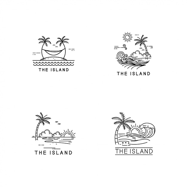 Tropisch eiland logo set