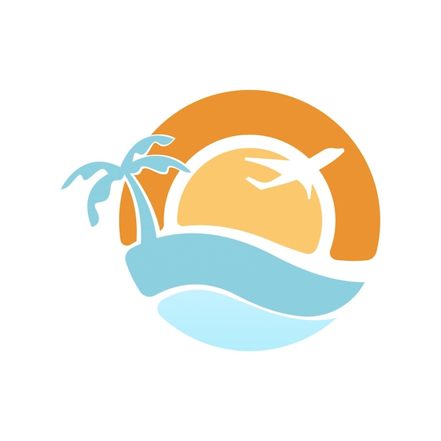 Tropisch eiland vakantie logo ontwerp