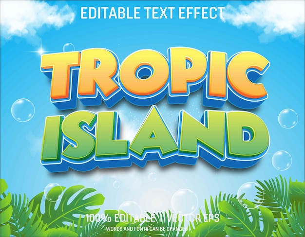 Tropisch eiland vector 3D tekst effect met moderne stijl ontwerp