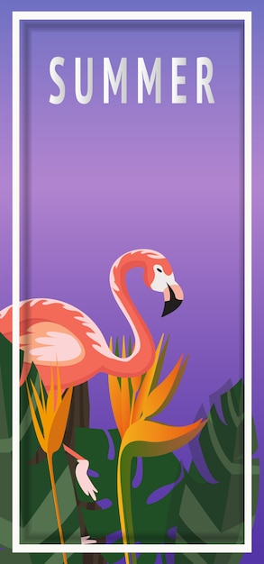 Tropisch en zomer tijd illustratie met flamingo