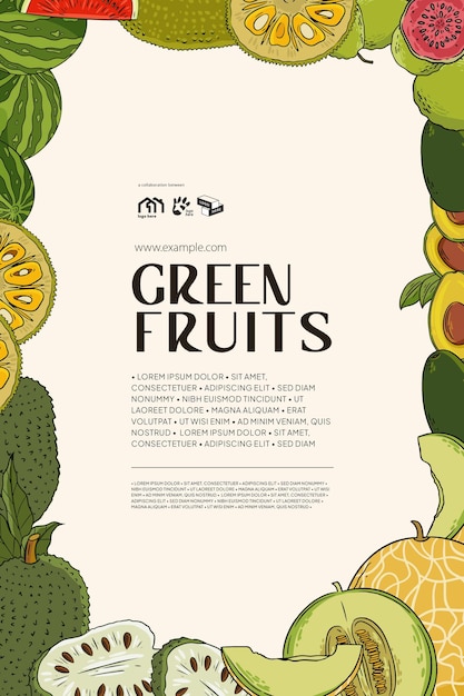 Tropisch groen fruit lay-out idee voor poster brochure