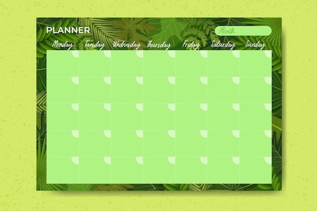 Vector tropisch maandelijks plannerconcept
