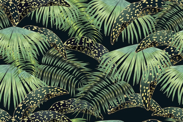 Tropisch naadloos patroon van gouden bladeren