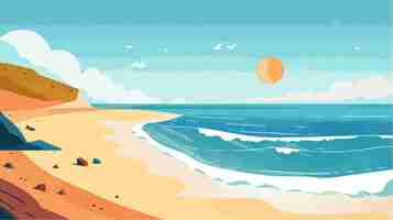 Vector tropisch strand met palmbomen en zonsondergang vector illustratie