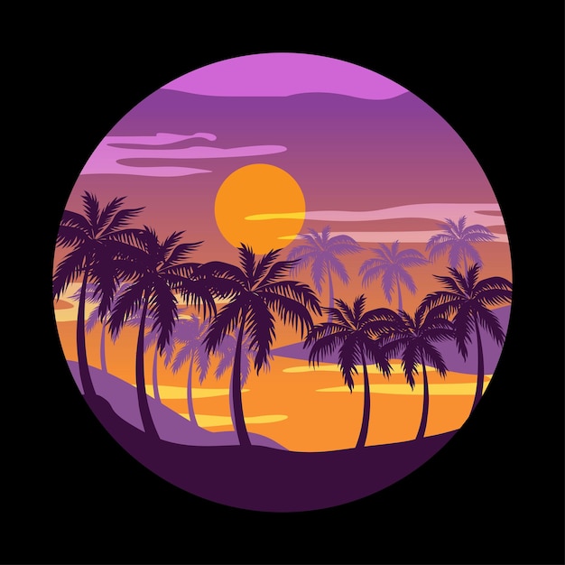 tropisch strand vector illustratie illustratie in een cirkel