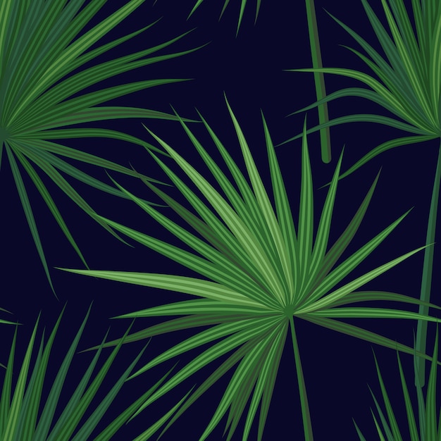 Tropische achtergrond met jungle planten. Naadloos tropisch patroon met groene sabal palmbladen.