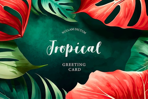 Tropische aquarel planten en bloemen zomervakantie banner