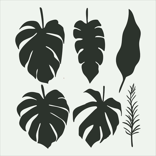 Tropische bladcollectie met silhouetstijl
