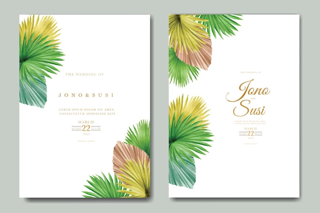 Tropische bladeren bruiloft uitnodigingskaart