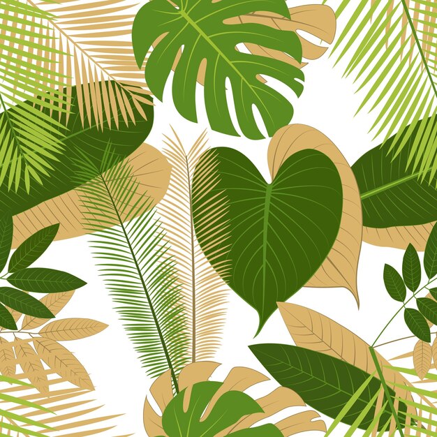 Tropische bladeren pattren en palmbladeren op een witte achtergrond