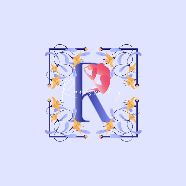 Vector tropische bloem letter r