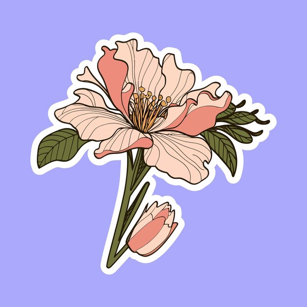 Vector tropische bloemen grafische stickerontwerp