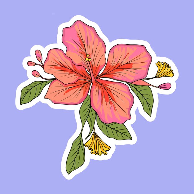 Vector tropische bloemen grafische stickerontwerp