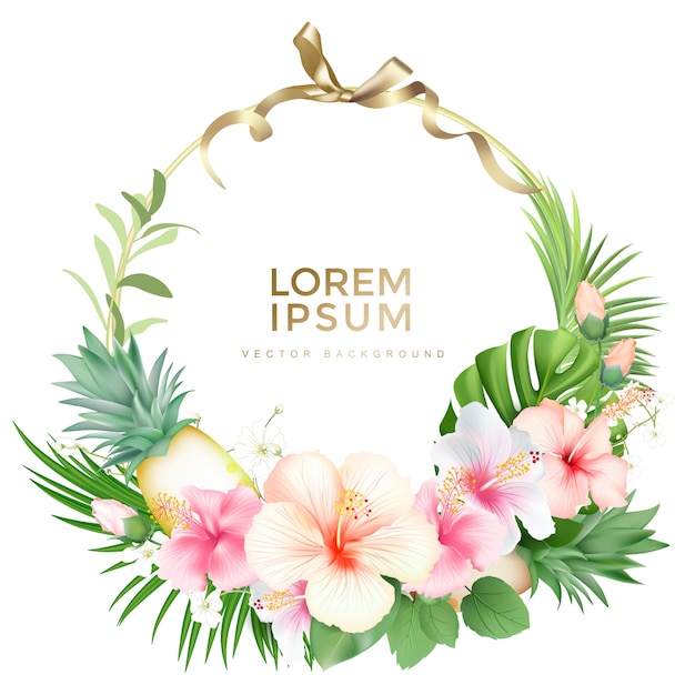 Tropische bloemen krans frame met exotische natuur