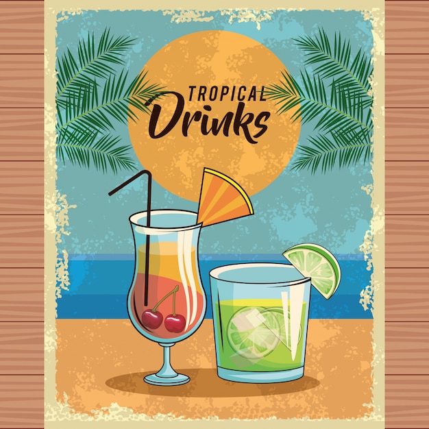 Vector tropische cocktail poster