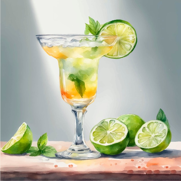 Vector tropische cocktail waterverf illustratie