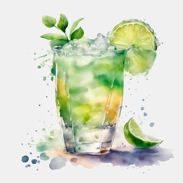 Vector tropische cocktail waterverf illustratie