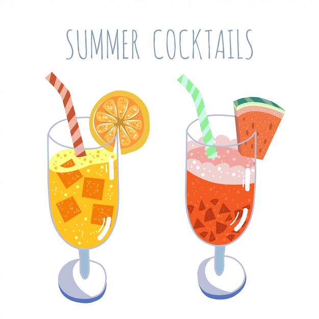 Tropische cocktails set, zomerse drankjes