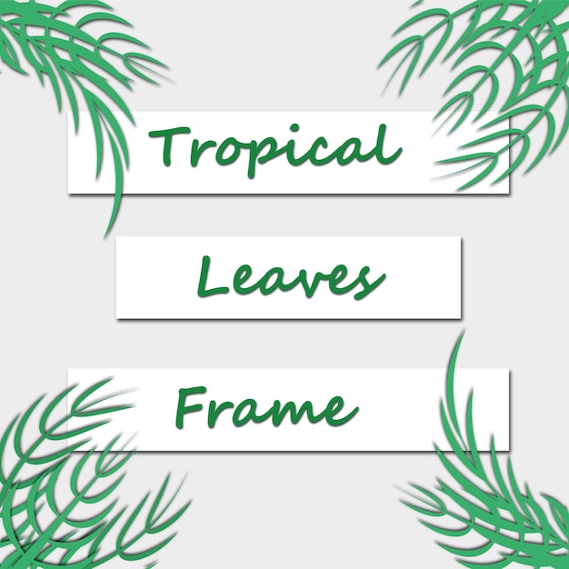 Tropische letters met bladeren Kaart met palmframe bloemendecoratie