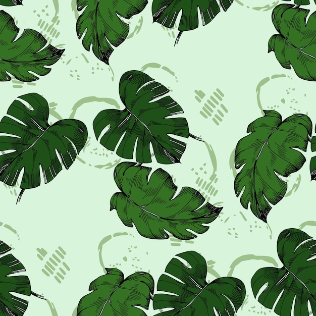 Tropische monstera bladeren Naadloos tropisch patroon met exotische bladeren en planten jungle patroon voor covers achtergronden decor presentaties