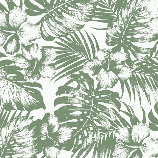 Tropische palmbladen, vectorpatroon. Jungle gebladerte illustratie. Exotische planten. Zomerse strandflora