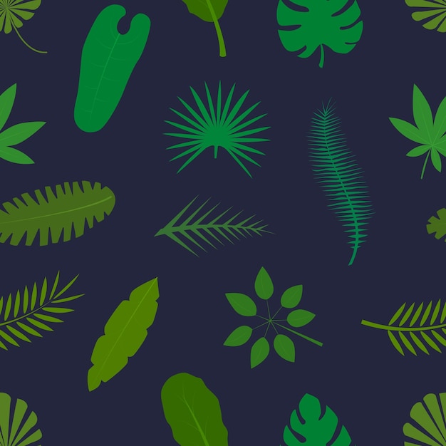 Tropische palmbladeren groene silhouetten naadloze patroon achtergrond vector