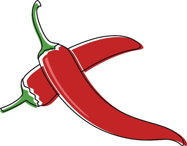 Vector tropische rode chili illustratie. chili cartoon-stijl. plat plantaardig concept