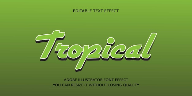 Tropische vector bewerkbare teksteffect lettertype