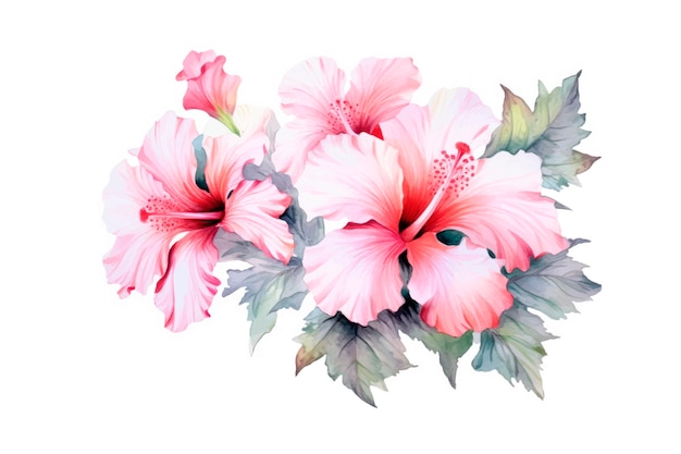 Tropische zomer aquarel banner met hibiscus en planten