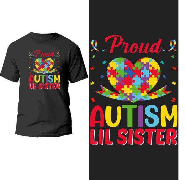 Vector trots autisme lil zus t-shirtontwerp