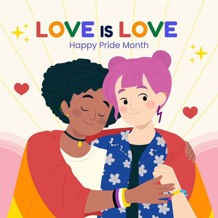 Trots maand hand getekende platte lgbt illustratie