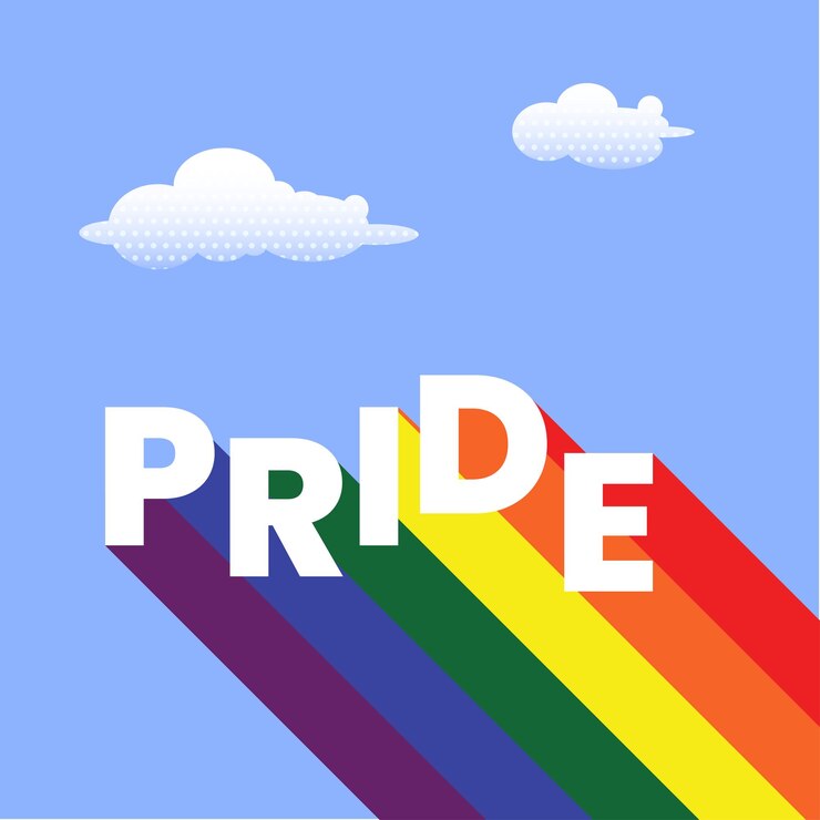 Trots typografie regenboog achter