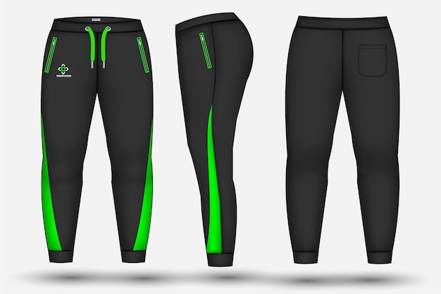Вектор Шаблон дизайна брюк и техническая модная иллюстрация для макета брюк и спортивных штанов