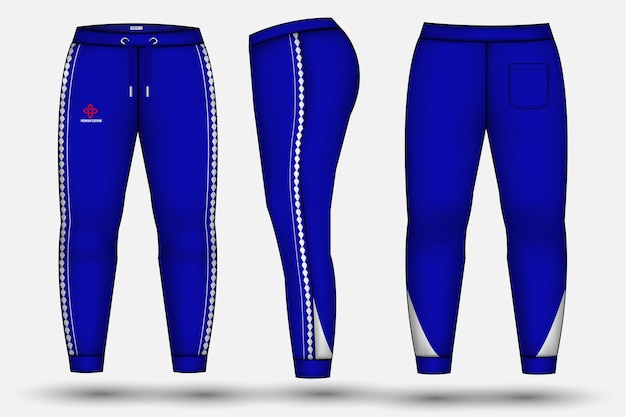 Vector trouser pant design template and technical fashion illustration for trouser and sweatpants design