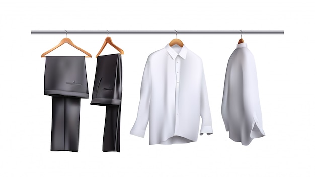 Vector trousers and shirts hanging