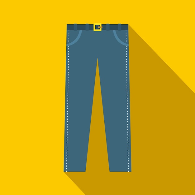 ベクトル 黄色の背景にフラット スタイルのベルト アイコンが付いたズボン