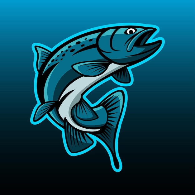 Vettore logo mascotte pesce trota