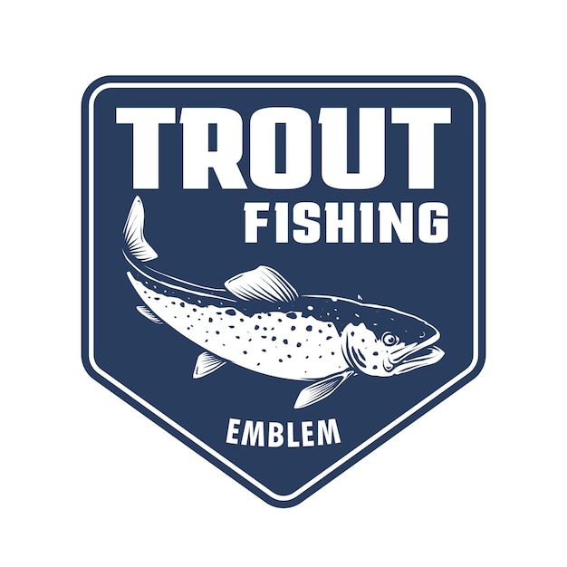 Vector trout fishing emblem design