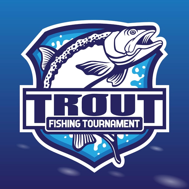 The Trout Fishing Logo Jump Splash Water Design