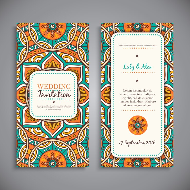 Trouwkaart of uitnodiging. Vintage decoratieve elementen.
